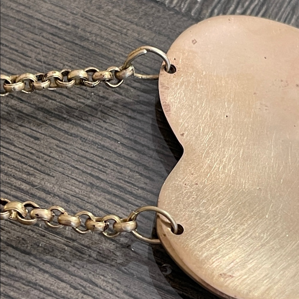 Vintage Brass Etched Heart Pendant with Rolo Chain Necklace - Picture 4 of 16